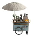 Functional Mobile Coffee Cart With Espresso Setup And Umbrella 3d model