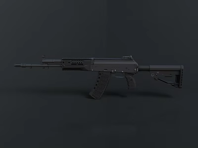 Modern Tactical Rifle With Black Finish Magazine Grip And Barrel Design 3d model