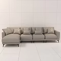 Light Gray Leather Modern Sectional Sofa With Pillows In White Room 3d model
