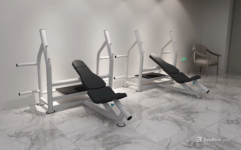 Quality Fitness Equipment Manufacturing For Bench Press With Metal Frame And Black Seat 3d model 