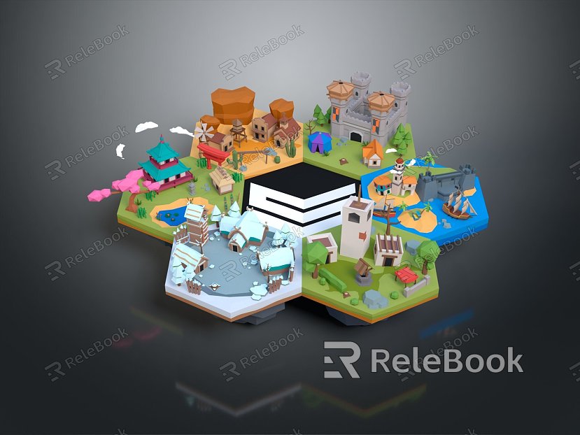 Modern Cartoon Scene Cartoon House Cartoon Island Cartoon City Cartoon Village model