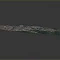 Detailed 3D Terrain Model Aerial View With City River And Green Vegetation