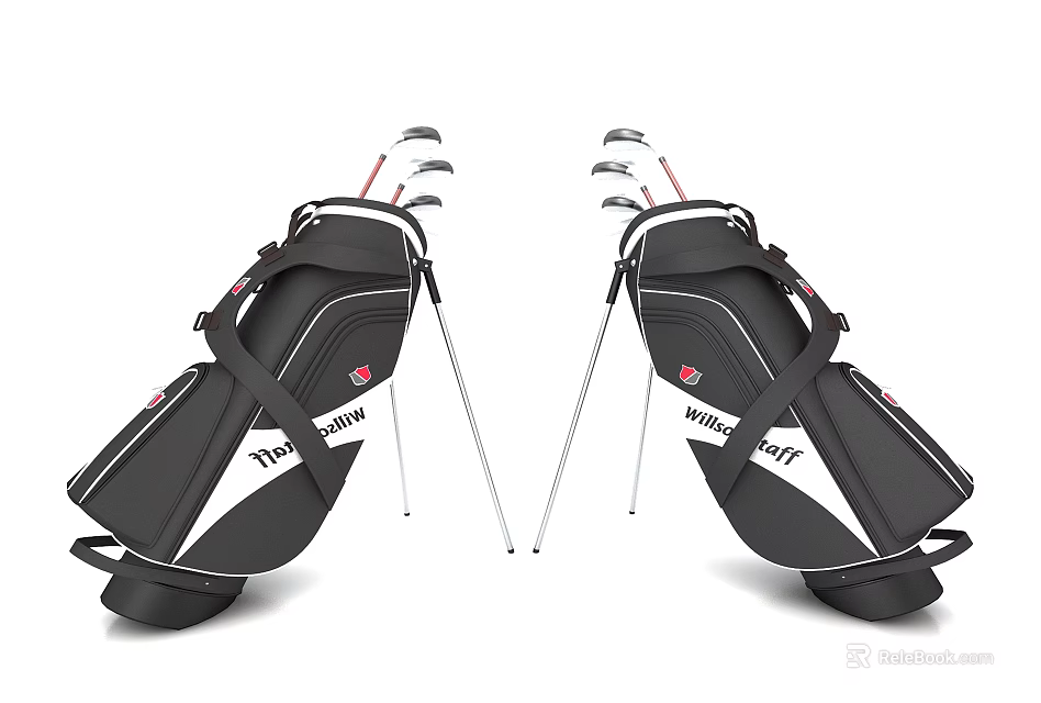 High Quality Golf Sports Equipment with Two Black White Wilson Staff Bags and Clubs 3d model 