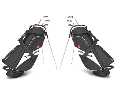 High Quality Golf Sports Equipment with Two Black White Wilson Staff Bags and Clubs 3d model