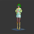 Anime Cat Ear Character With White Hair In White Gray Outfit Standing On Dark Platform
