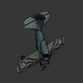 Vintage Turquoise Biplane Toy With Red White Blue Target Logos On Wings And Rust Accents