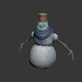 Adorable Snowman Figure With White Body Blue Scarf Orange Hat And Brown Stick Arms