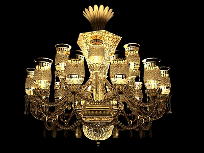 Elegant Crystal Chandelier With Multiple Arms And Sparkling Pendants Illuminating Luxury Spaces 3d model