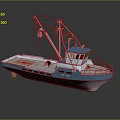 Blue And White Fishing Boat With Crane And ST 09 Marking