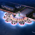 Aerial Planning of Waterfront Circular Illuminated Structure With Surrounding Buildings