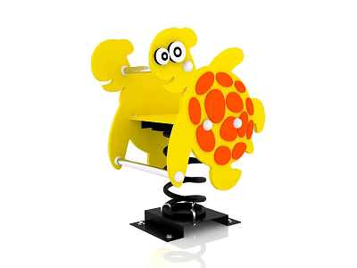 Yellow Crab Shaped Playground Equipment With Orange Spots And Spring Base For Kids Outdoor Play 3d model