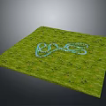 Scenic Green Grassland Landscape With Blue Winding Path In EYE Shape Design