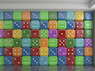 Colorful Dice Background Wall with White Dots Arranged in Grid Pattern 3d model