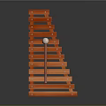 Red Wooden Xylophone with White Ball and Red Mallet as Practical Living Supplies