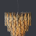 Elegant Modern Leaf Shaped Chandelier With Golden Metal Leaves And Hanging Light Fixture