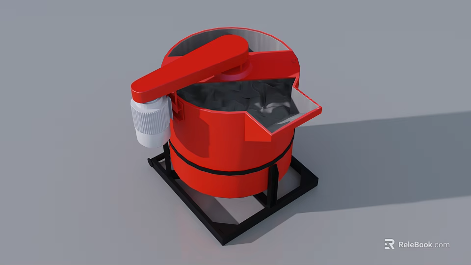 Red Heavy Duty Industrial Mixing Equipment With Circular Body Black Base And Motor 3d model 