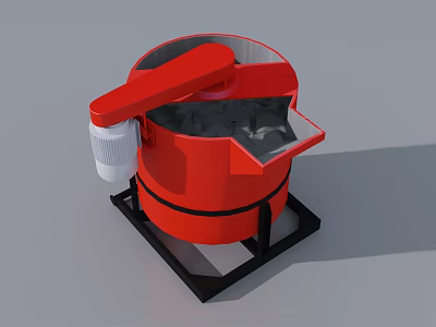 Red Heavy Duty Industrial Mixing Equipment With Circular Body Black Base And Motor 3d model