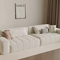 Modern Minimalist Living Room Interior With Beige Sofa Throw Pillows VOGUE Poster And Curtains