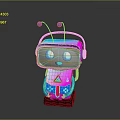 Pink And Blue Robot Insect With Transparent Visor Blue Antennae And Glowing Wheels