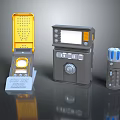 Commercial Equipment Set With Yellow Panel Gray Control Unit And Blue Striped Cylinder