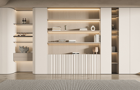 Modern Bookcase Cream Bookcase 3d model