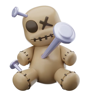 Amusement Playground Equipment Featuring Stitched Doll With X Eye And Purple Pins 3d model