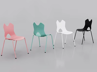 Pink Teal White Black Leisure Chairs With Unique Backrest And Metal Legs Design 3d model
