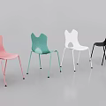 Pink Teal White Black Leisure Chairs With Unique Backrest And Metal Legs Design