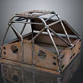 Rusty Metal Frame Component with Holes Welded Joints and Support Structure Design