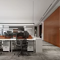 Modern Public Office Space With Work Desks Ergonomic Chairs Large Potted Plants And Open Layout