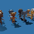 Adorable Cartoon Animal Characters With Various Stylish Designs On Blue Background