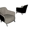 Modern Single Sofa With Beige And Black Design Armrest And Sturdy Legs