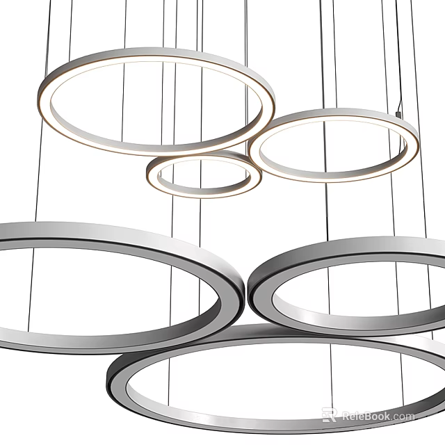 Modern Circular Ring Chandelier With Sleek Metal Structure For Interior Design 3d model 