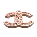 Luxury Rose Gold Jewelry Necklace With Double C Shaped Diamond Studded Pendant