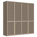 Modern Wardrobe With Lattice Design Door Panels And Light Wood Metal Frame