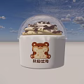 Delicious Cupcake With Cream Topping Chocolate Chips And Bear Pattern On White Paper Cup