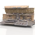 Detailed Geological Stratified Layers Model With Underground Structures And Metal Base Platform