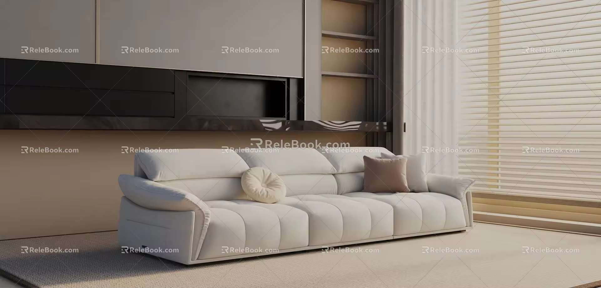 Modern three-seat sofa 3d model