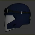 Dog Wearing Blue Helmet With Black Goggles And White Mask
