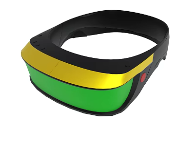 Modern VR Headset With Black Yellow Green Design And Red Button 3d model