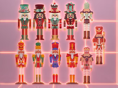 Colorful Nutcrackers With Various Designs As Perfect Festive Photo Spot 3d model