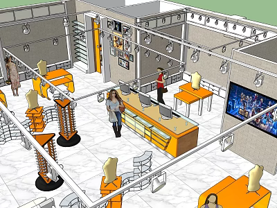 Modern Clothing Store Clothing Luggage Store 3d model