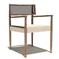 Modern Leisure Chair With Wooden Frame Armrest And Woven Backrest Seat Design