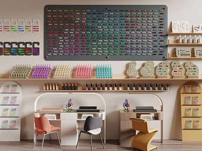 Colorful Perfume Cosmetics Display With Vibrant Bottles On Shelves And Wall Racks 3d model