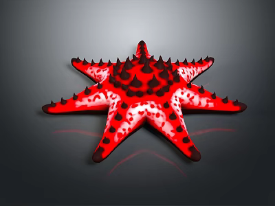 Vibrant Red Starfish With Black Spots And Spiky Texture On Gray Background 3d model