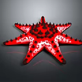 Vibrant Red Starfish With Black Spots And Spiky Texture On Gray Background 3d model