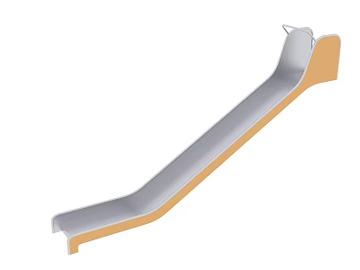 Gray And Orange Curved Playground Slide With Safety Side Rails For Children 3d model