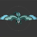 Teal Fantasy Game Movie Character With Large Wings White Head And Scales