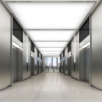 modern elevator hall 3d model