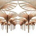 Wooden Columns With Fan Shaped Tops In Arched Interior Architectural Design